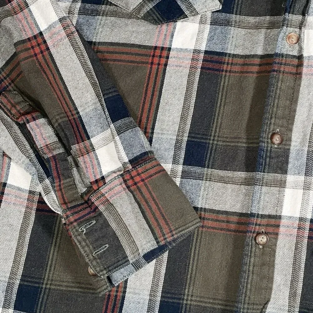 Levi’s Strauss & Co. Jeanswear Plaid Long Sleeve Shirt Mens XL OLIVE GREEN WHITE
